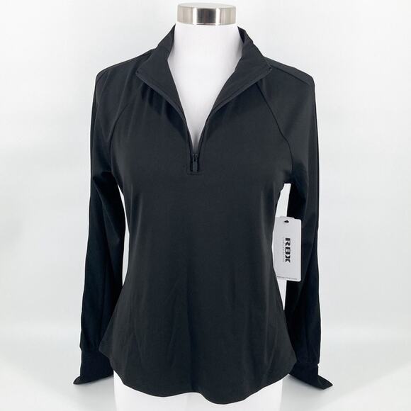 RBX Active Womens Black Quarter Zip Mock Neck Moisture Wicking Jacket M New - Picture 1 of 13